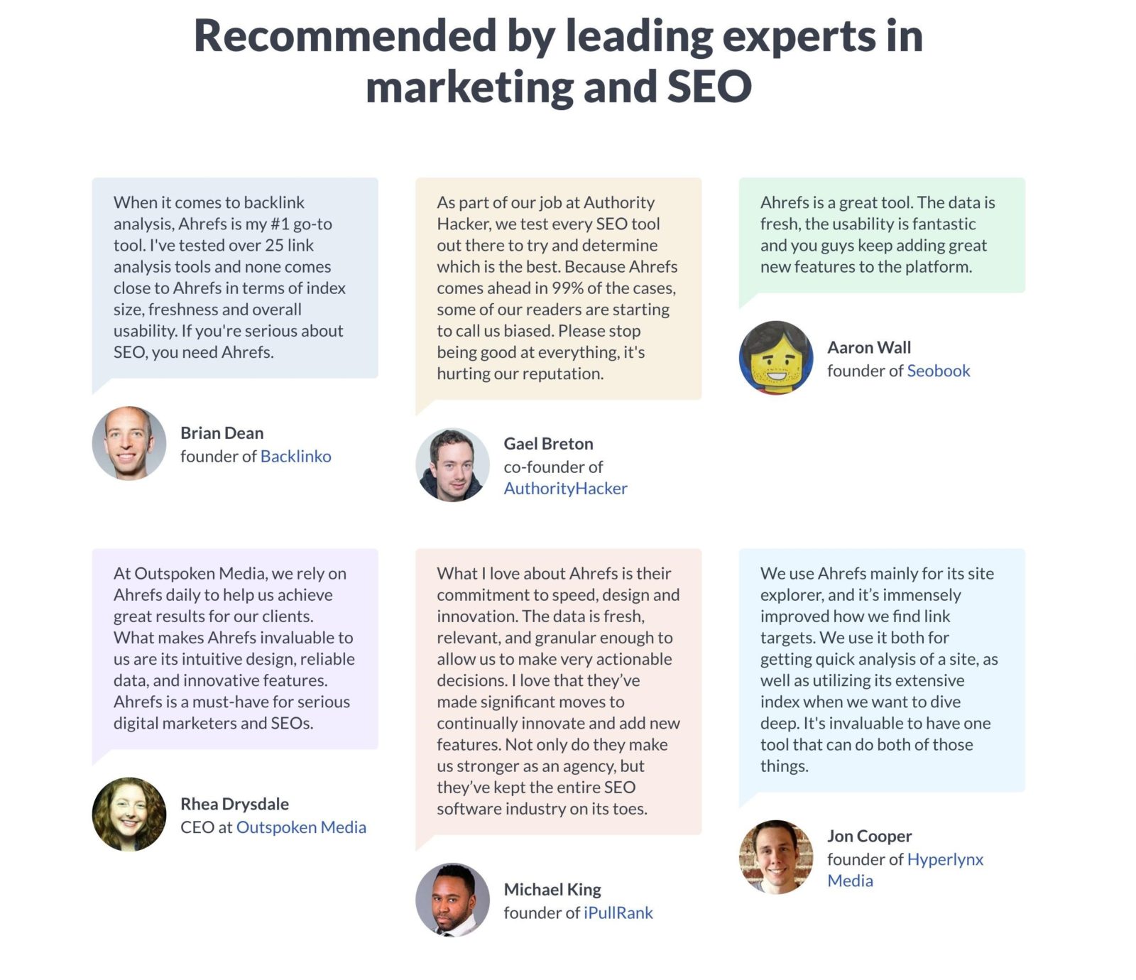 Get backlinks from high authority sites with testimonials