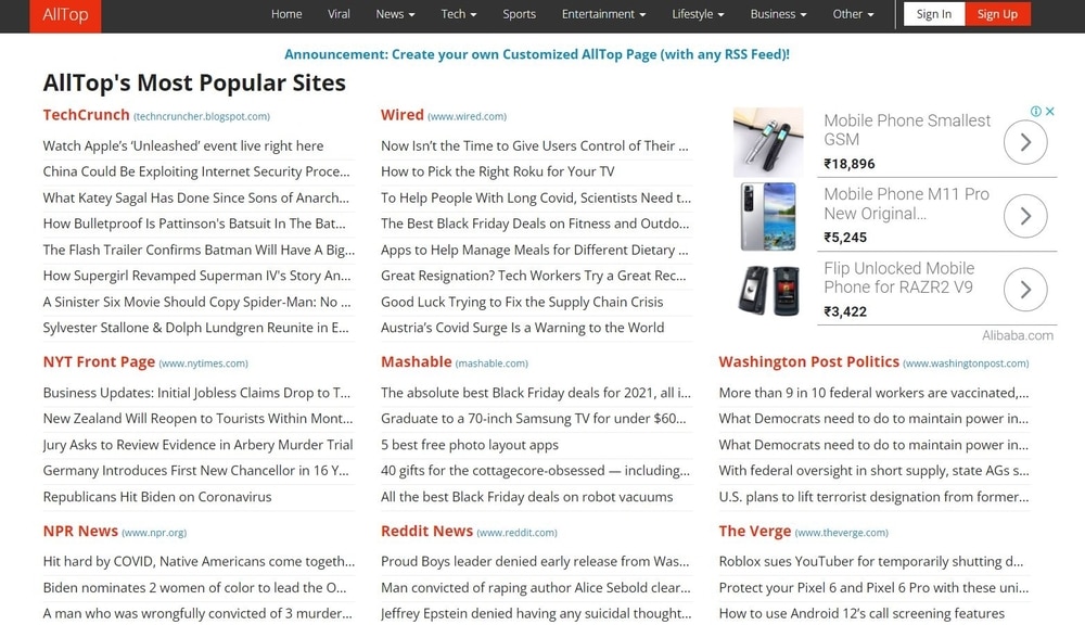 Alltop Homepage