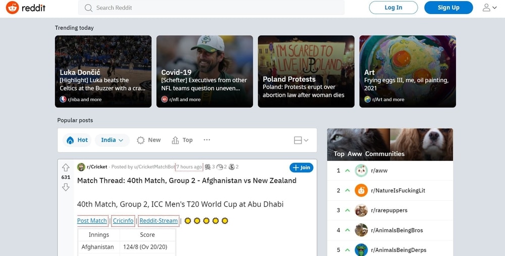 Reddit Homepage