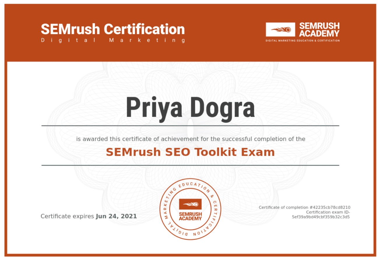 SEMrush Certification