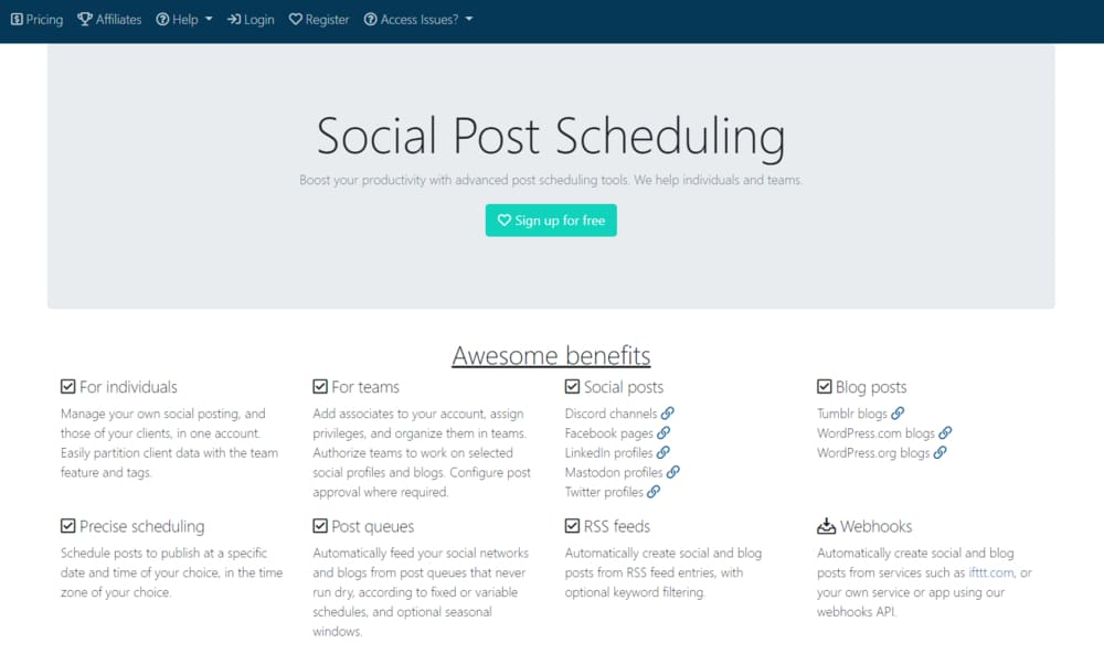 SocialOomph Homepage