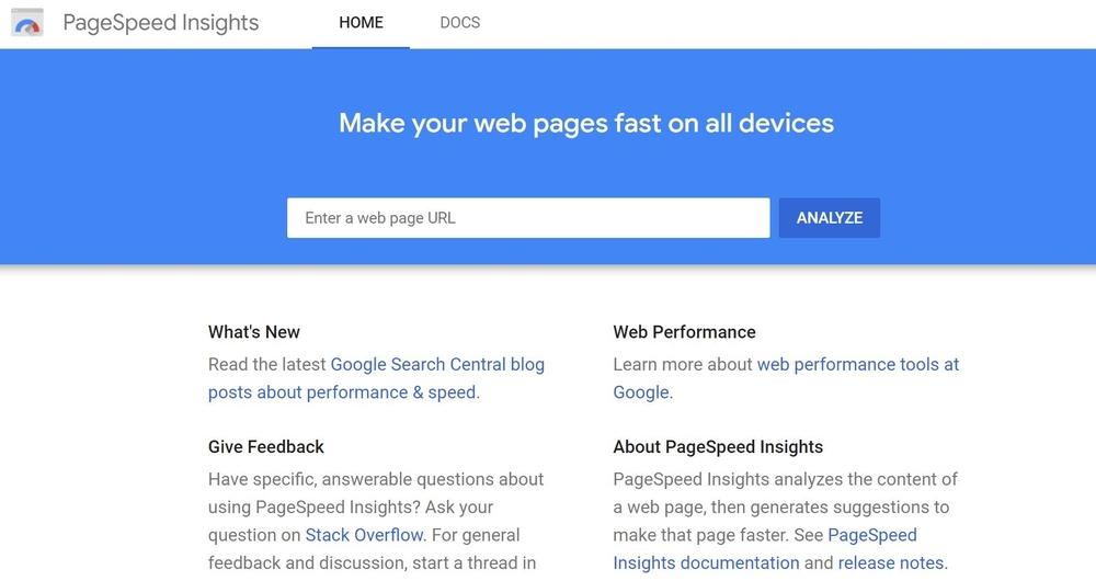 PageSpeed Insights Speed Tool