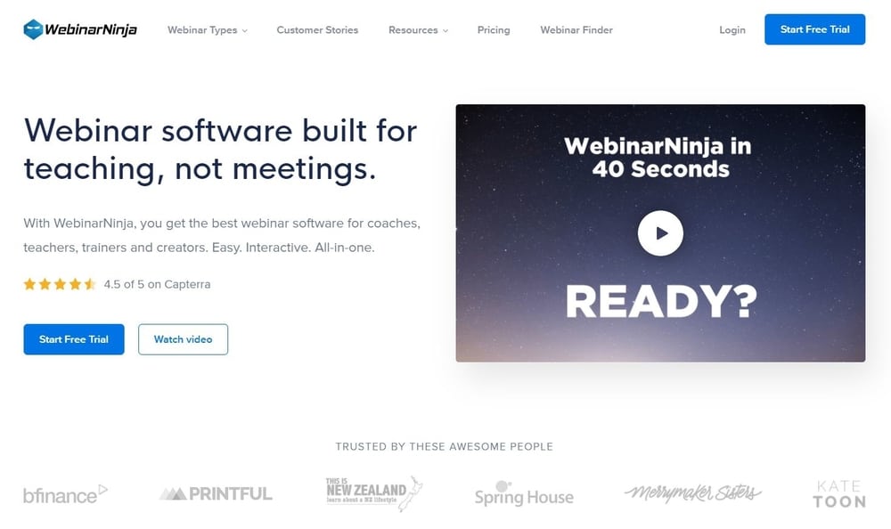 Webinar Ninja Homepage