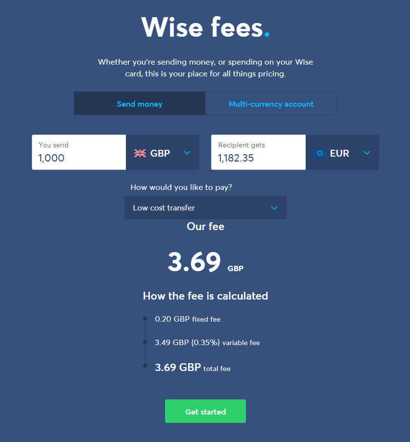 Wise Fees Calculator