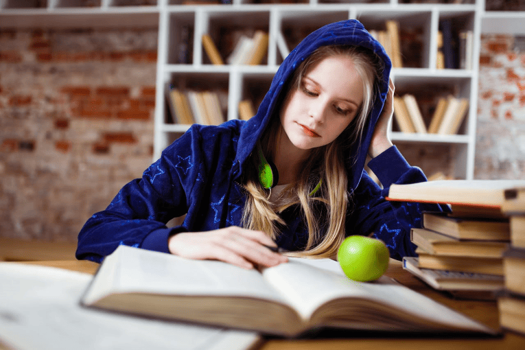 a student is reading