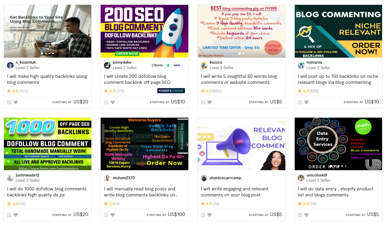 Blog Commenting Tasks on Fiverr