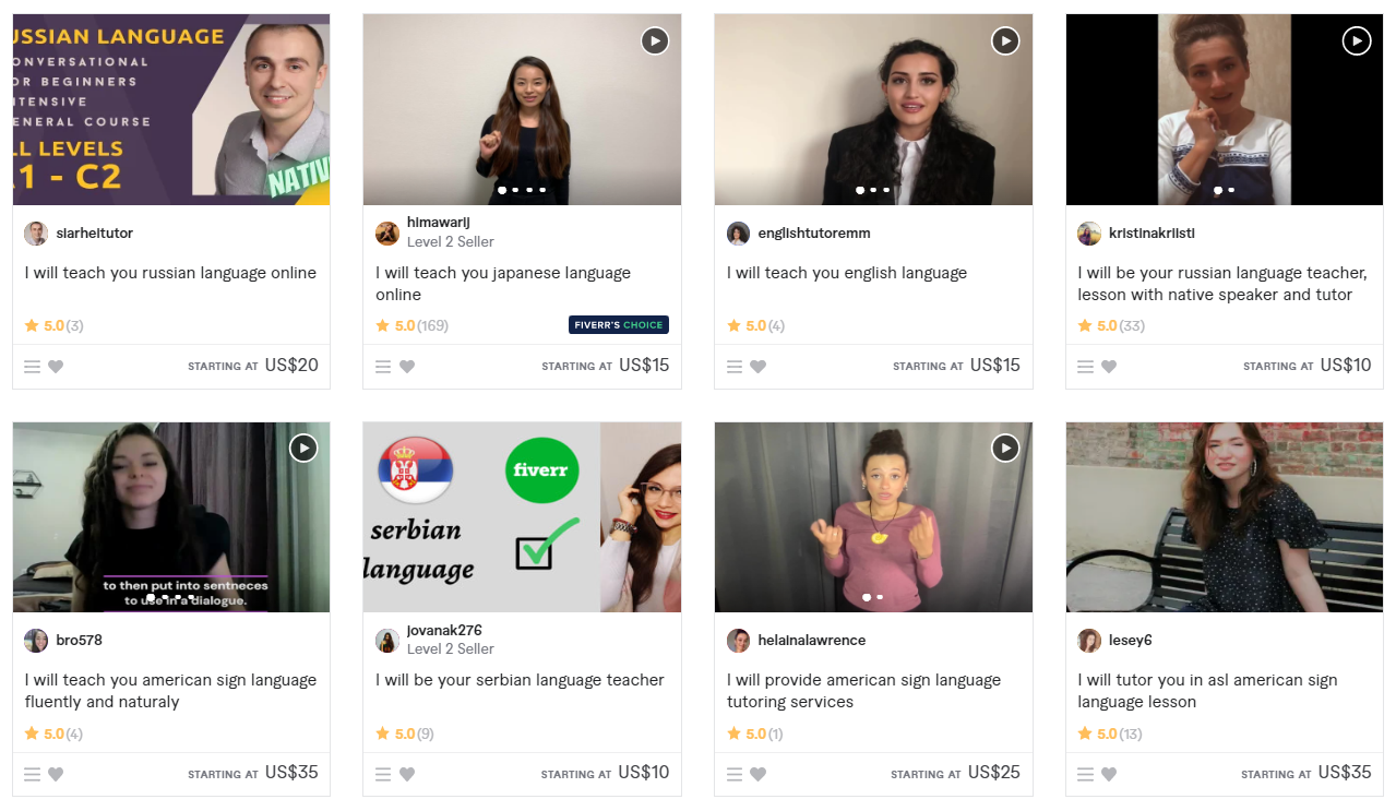 Language Tutoring Lessons on Fiverr