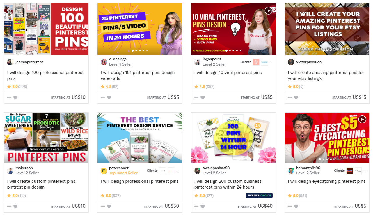 Pinterest Pin Creation Jobs on Fiverr