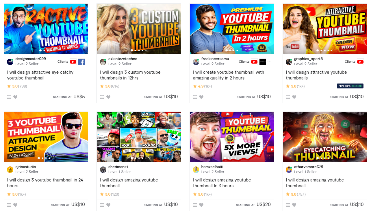 YouTube Thumbnail Creation Jobs on Fiverr