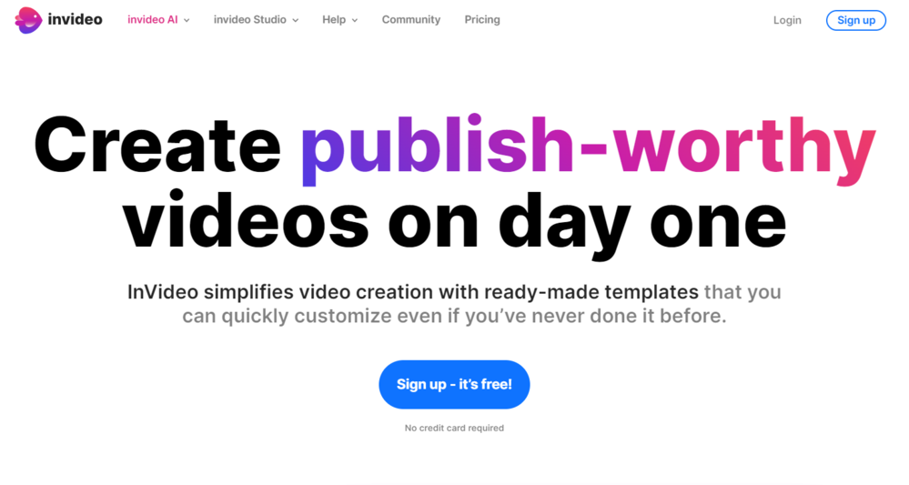 InVideo Homepage