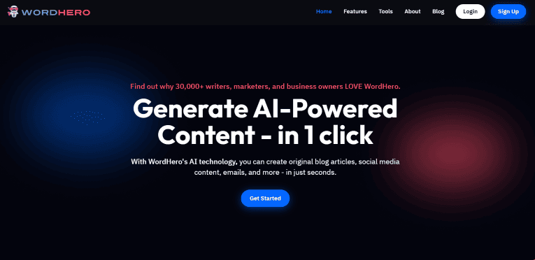 Wordhero vs Rytr — Which Is the Best AI Writing Tool? 3 wordhero homepage