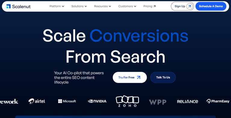 Scalenut landing page