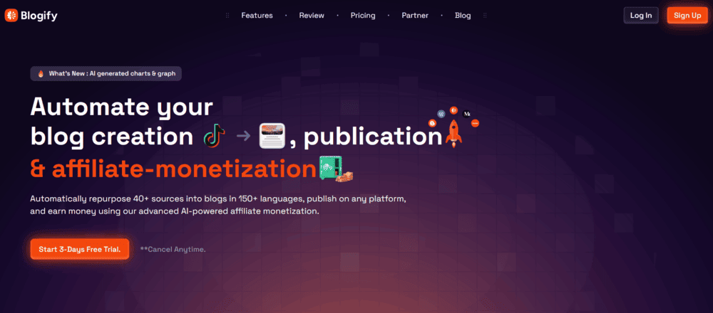 Blogify landing page