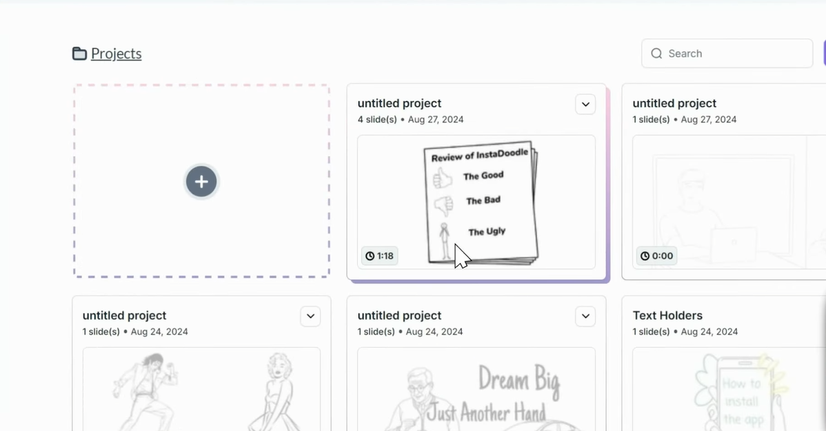 Instadoodle dashboard